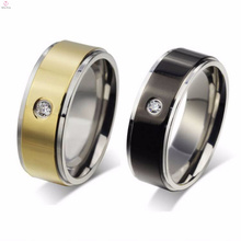 Cheap Stainless Steel One Crystal Stone Gold Rings Jewelry